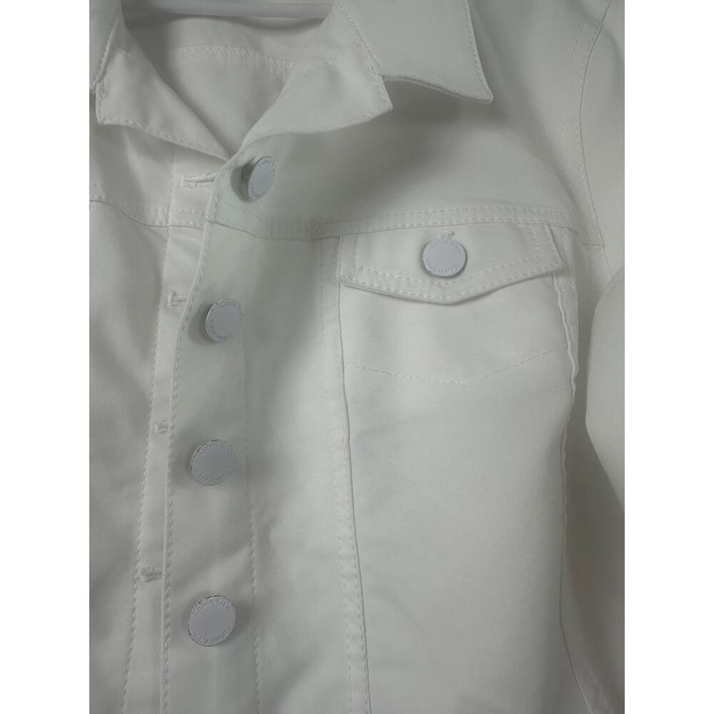 Calvin Klein Ruffle-Hem Jacket - White - Size XL - Picture 6 of 7